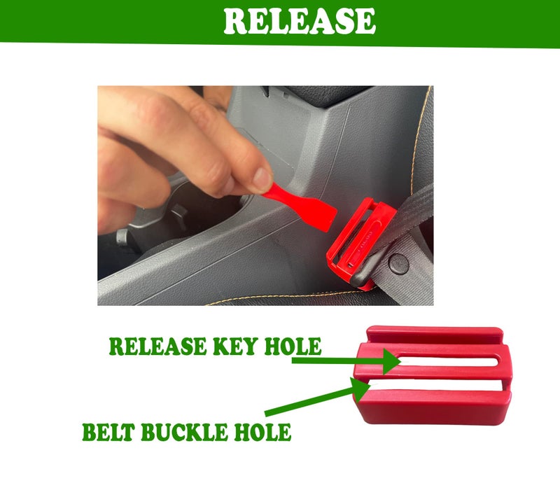 HowseHold Seat Belt Buckle Guard Cover 2 Pack & 4 Release Keys | Universal Fit  Prevents Kids & Disabled Passengers Unbuckling Seat Belts (2x Red Buckle Guards) Sea Belt Lock - Image 3